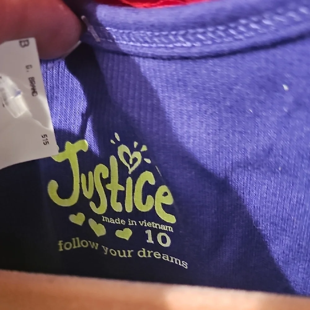 Justice NWT Girls Soccer Layered Graphic Shirt - Neon Green and Purple Size 10